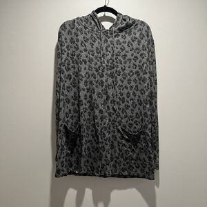 Lucky‎ brand Hooded Cardigan, Grey W Leopard Pattern, Size XS